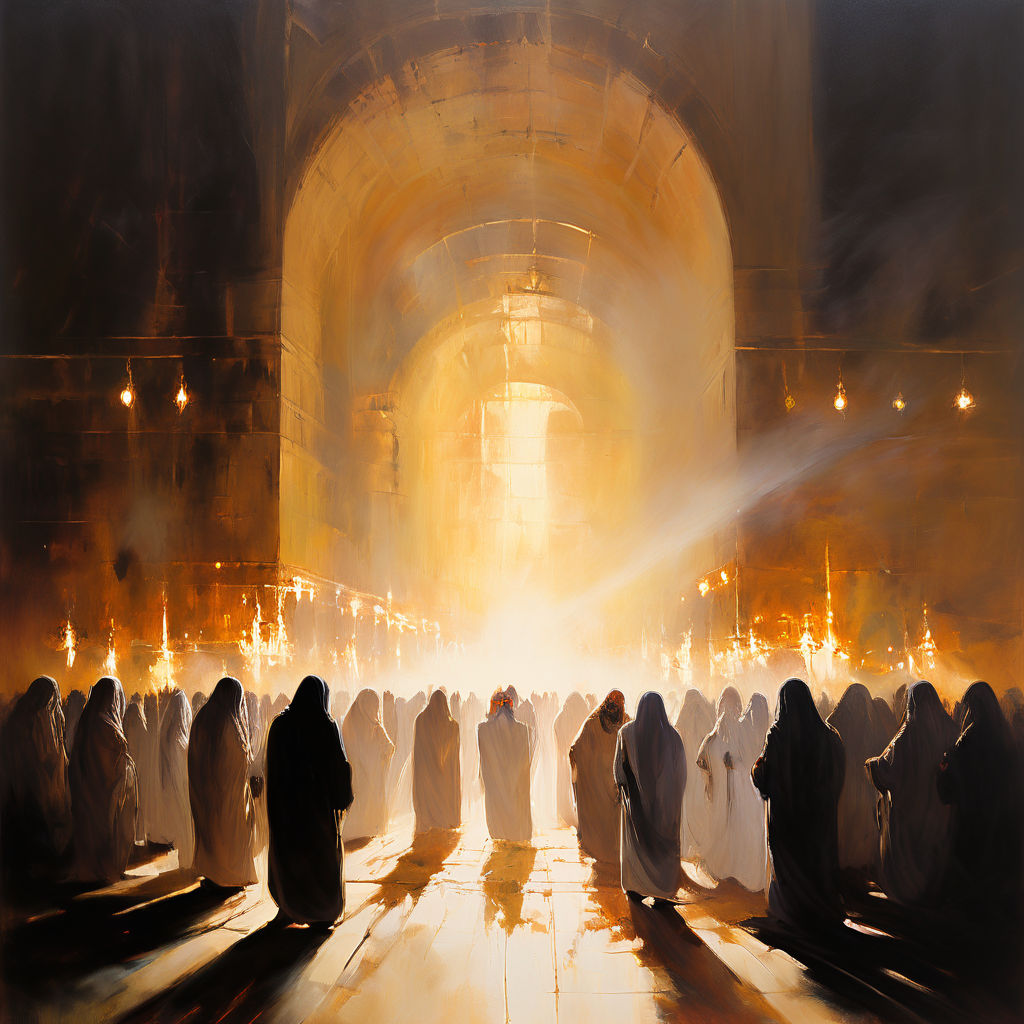 A poignant oil painting of the Hajj ceremony by Hamidreza Haji - Playground