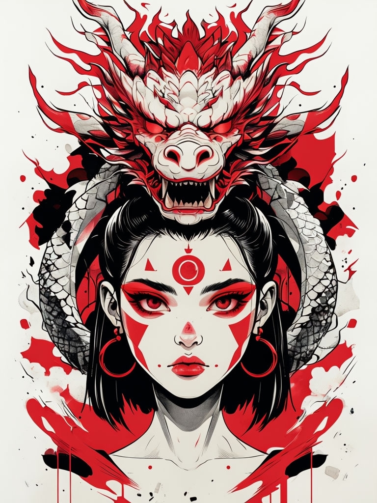 Urban Backwoods T-Shirt Uomo – Dragon Comic Girl – 100% Cotone, Stampa Fotorealistica, Vestibilità Regular