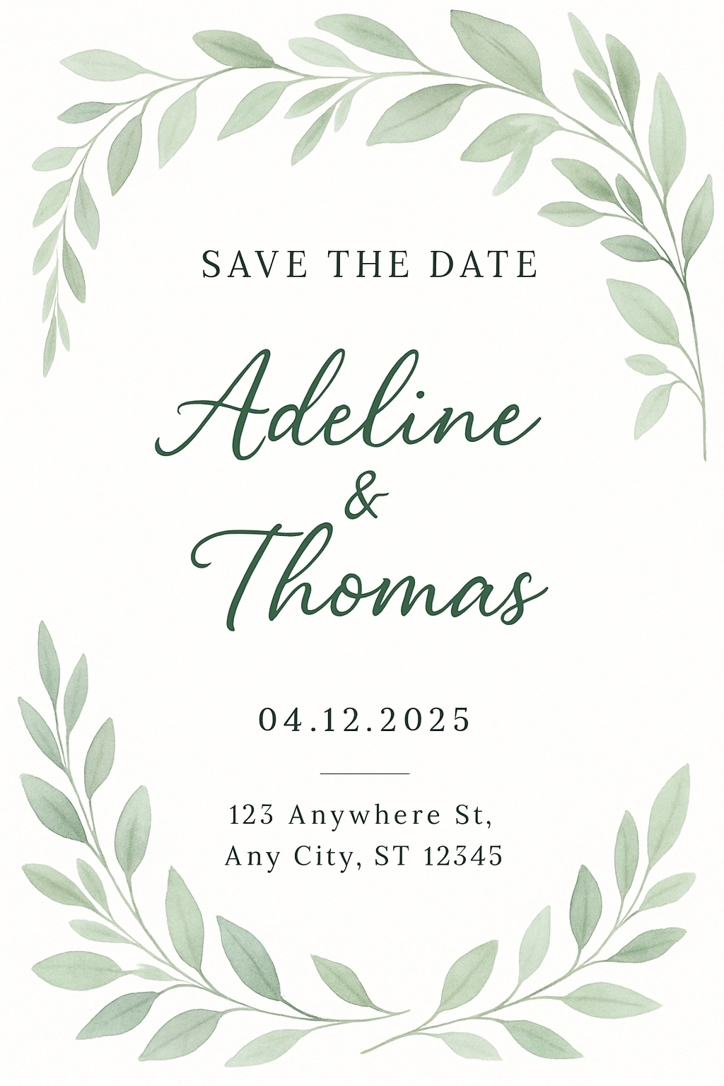 Elegant Watercolor Foliage Save the Date Card Design for Weddings Cards & Invites