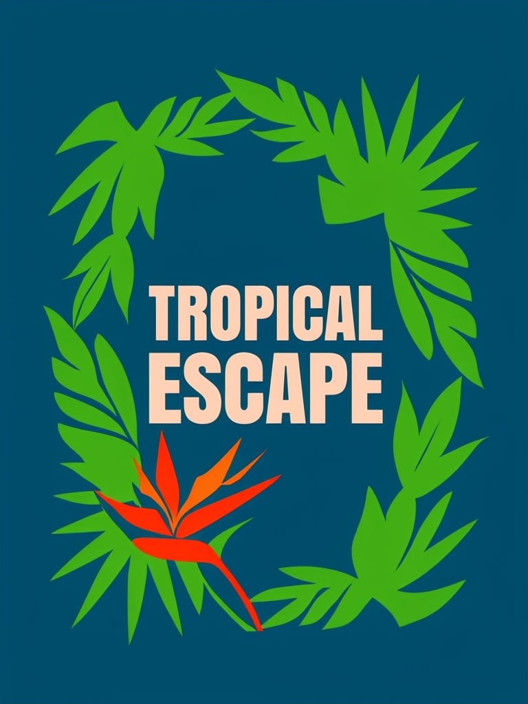 Tropical Escape Minimalist Design with Bird of Paradise T-Shirt