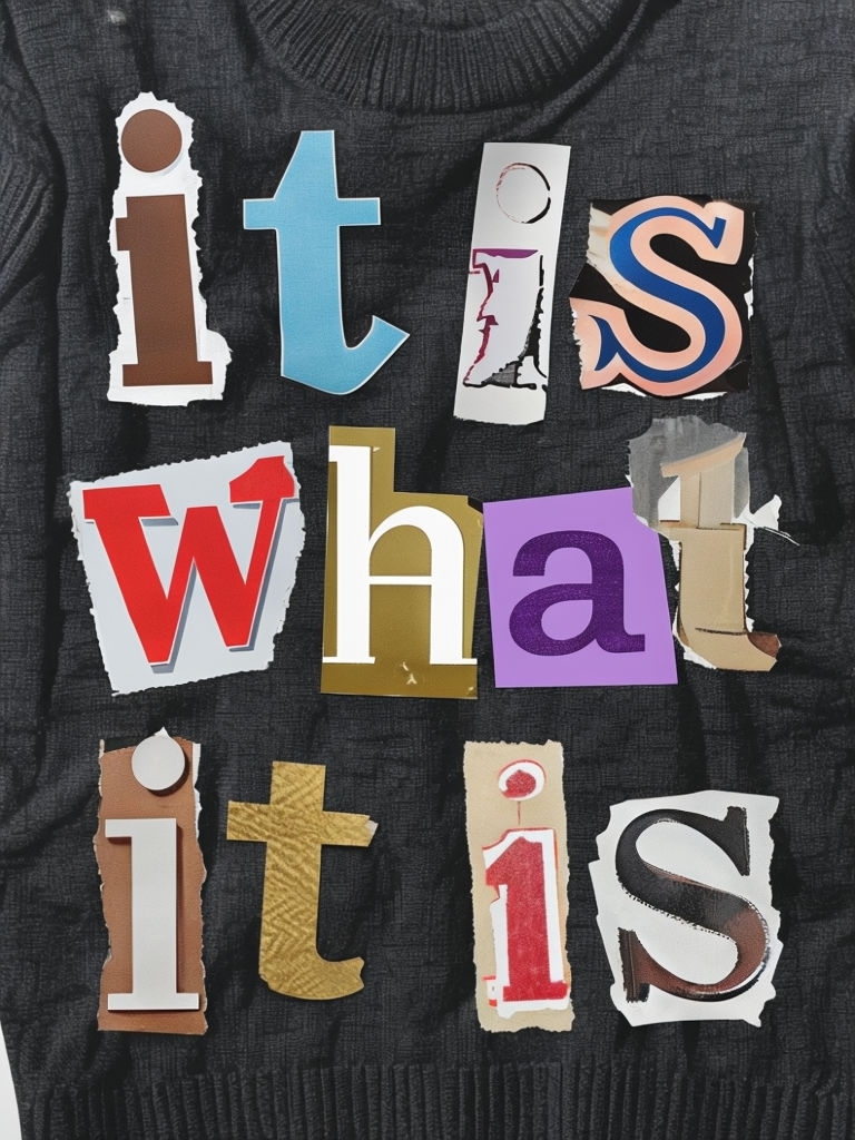 Creative Collage Typography Art on Fabric Background Poster