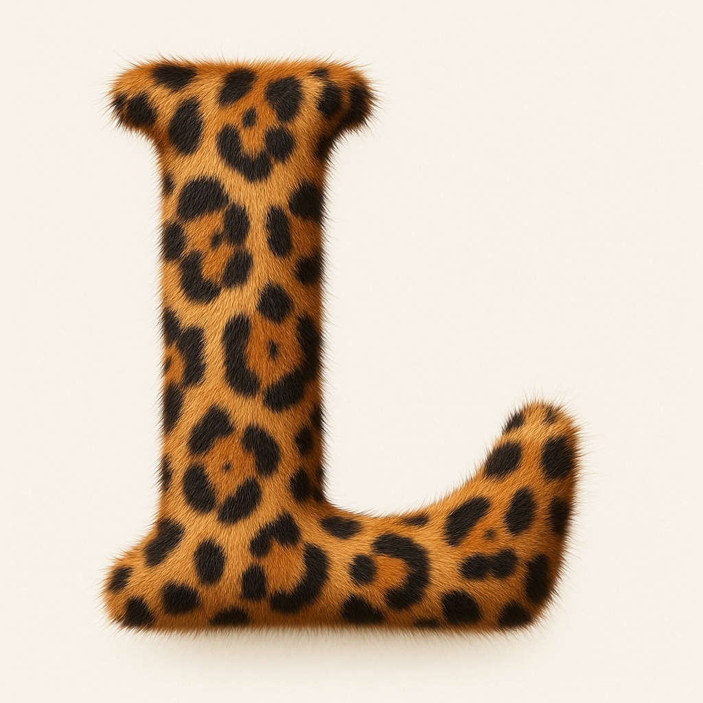 Cheetah Patterned Uppercase Letter L 3D Monogram