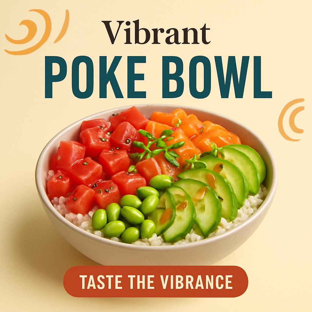 Vibrant Pokémon Poke Bowl Promotion with Fresh Ingredients Ads