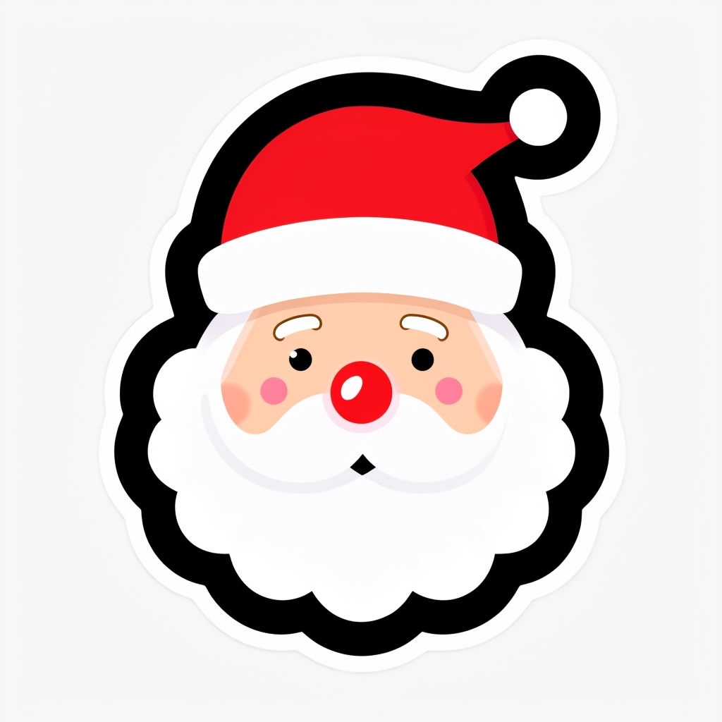 Playful Santa Claus Face Cartoon Sticker Design