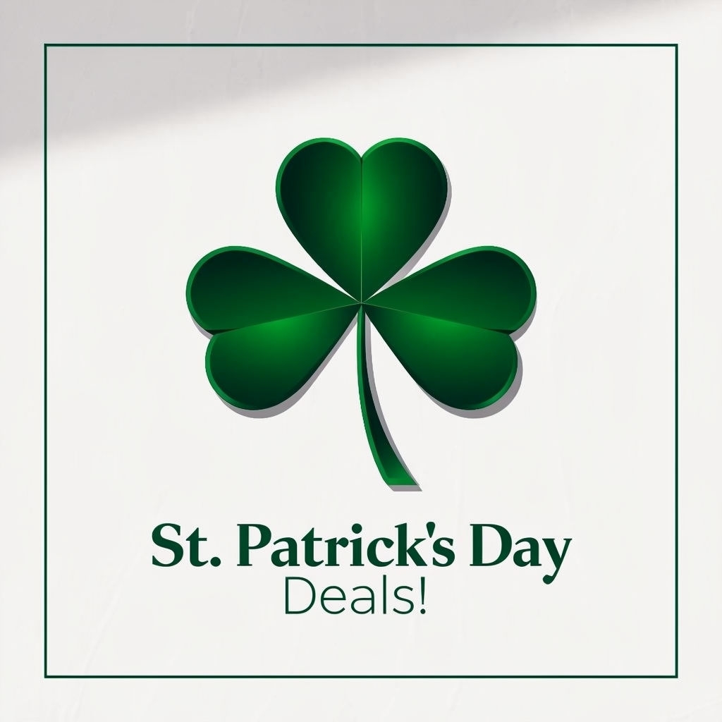 Elegant Shamrock St. Patrick's Day Deals Graphic Design Social Media Post