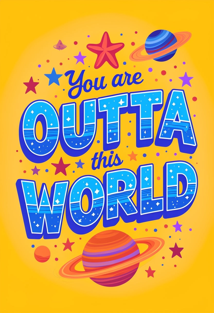 Vibrant 'You are OUTTA this WORLD' Motivational Art Poster