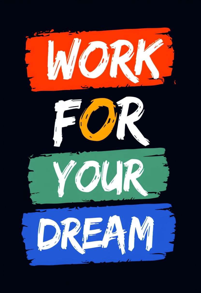 Work for Your Dream Motivational Typographic Design Poster
