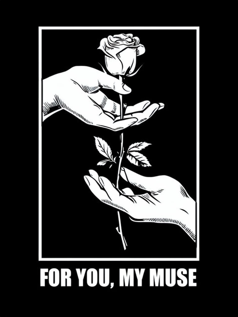 Gift-Giving Hands with Rose and 'For You, My Muse' T-Shirt