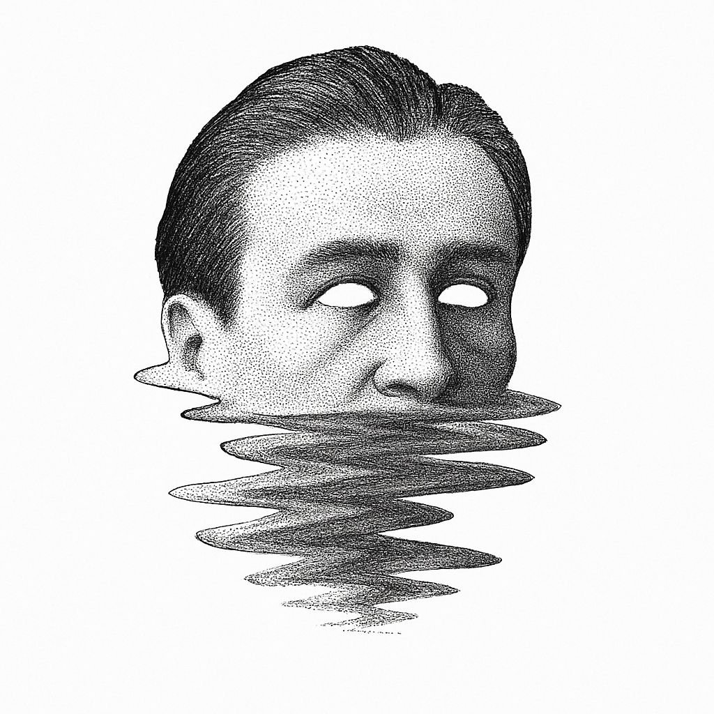 Surreal Black and White Pointillism Face Illustration T-Shirt