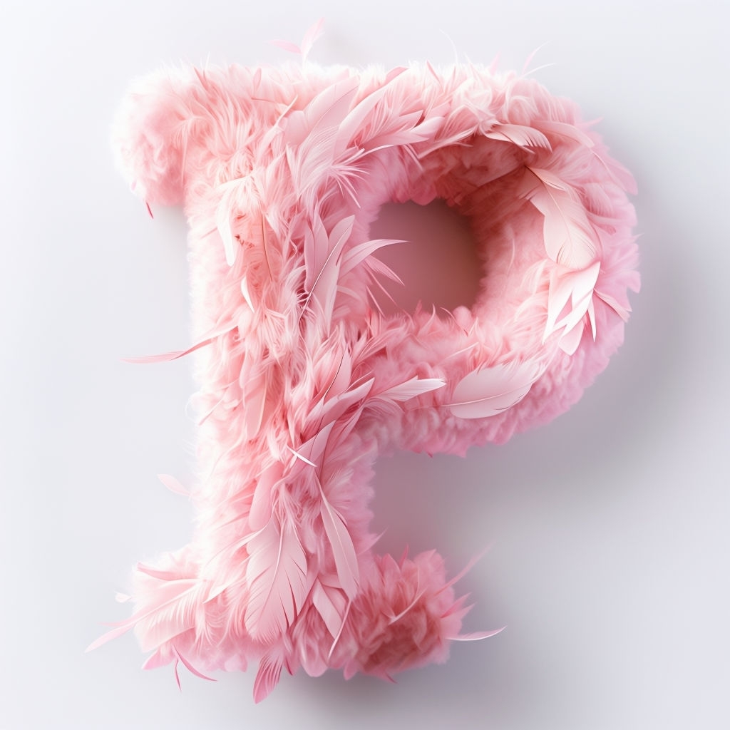 Pastel Pink Feathered Letter P Monogram Art