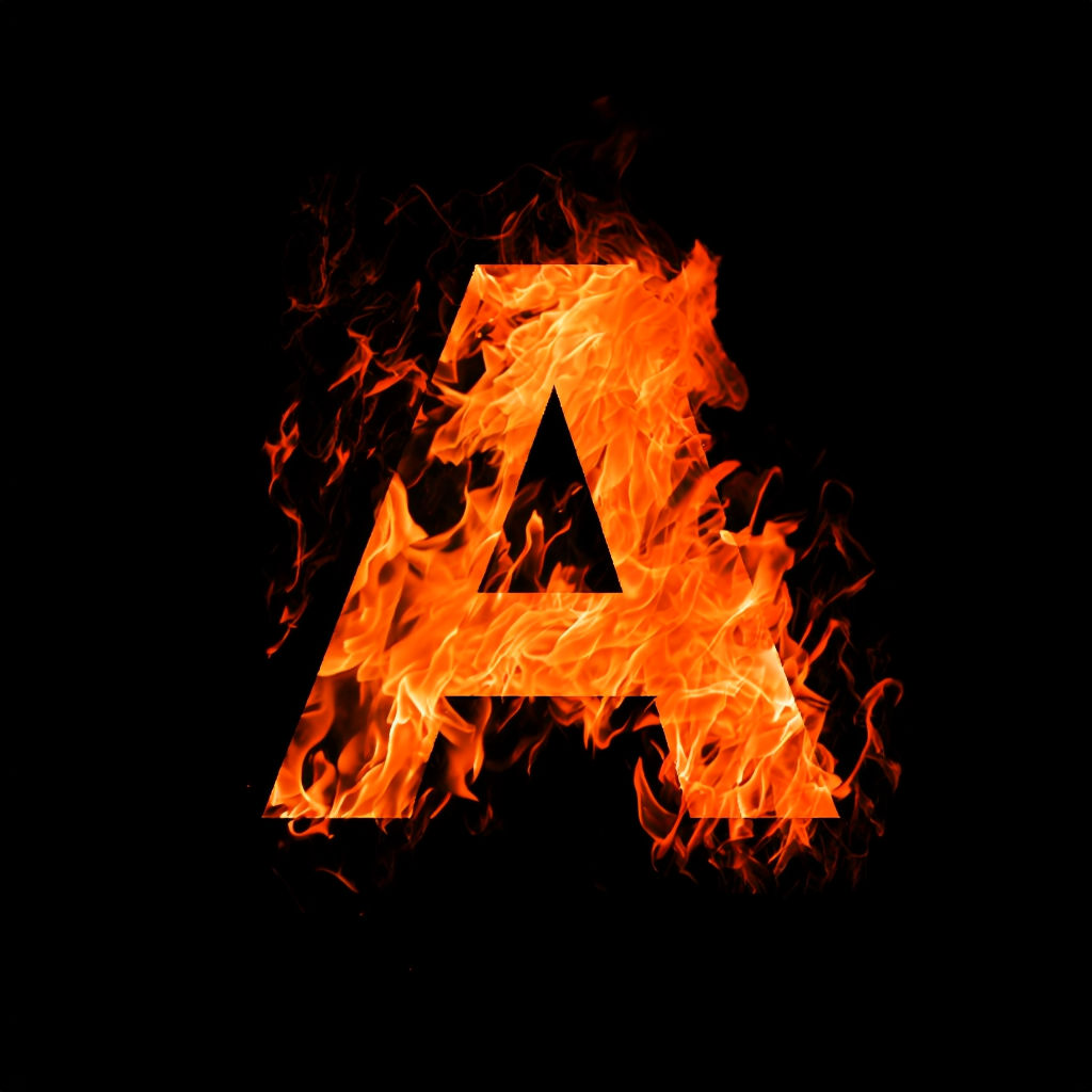 Monogram letter in flames