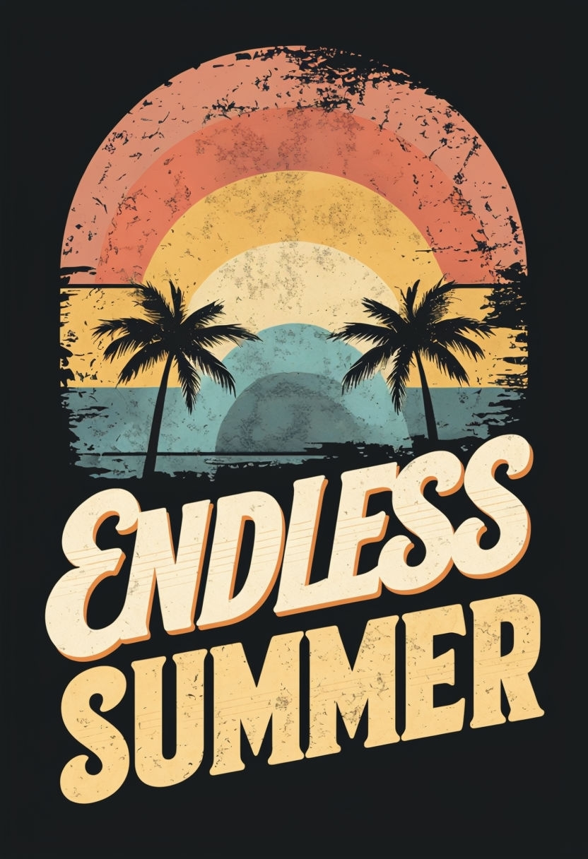 Endless Summer Retro Beach Sunset Graphic T-Shirt