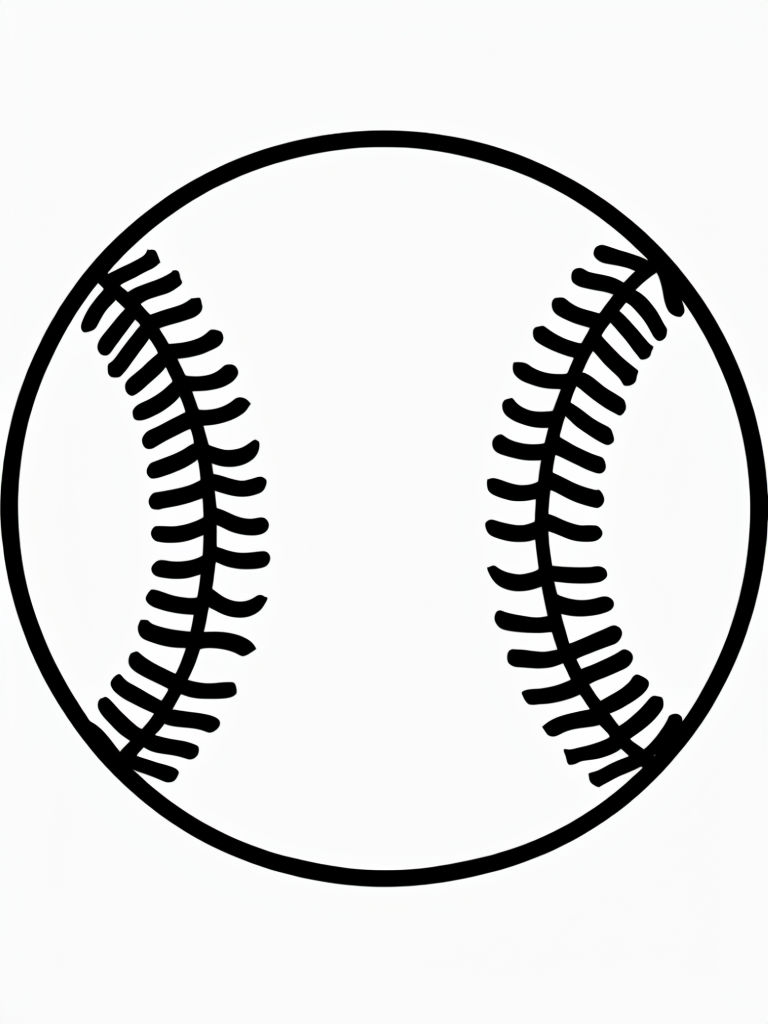 Minimalist Black and White Baseball Illustration Coloring Book Pages