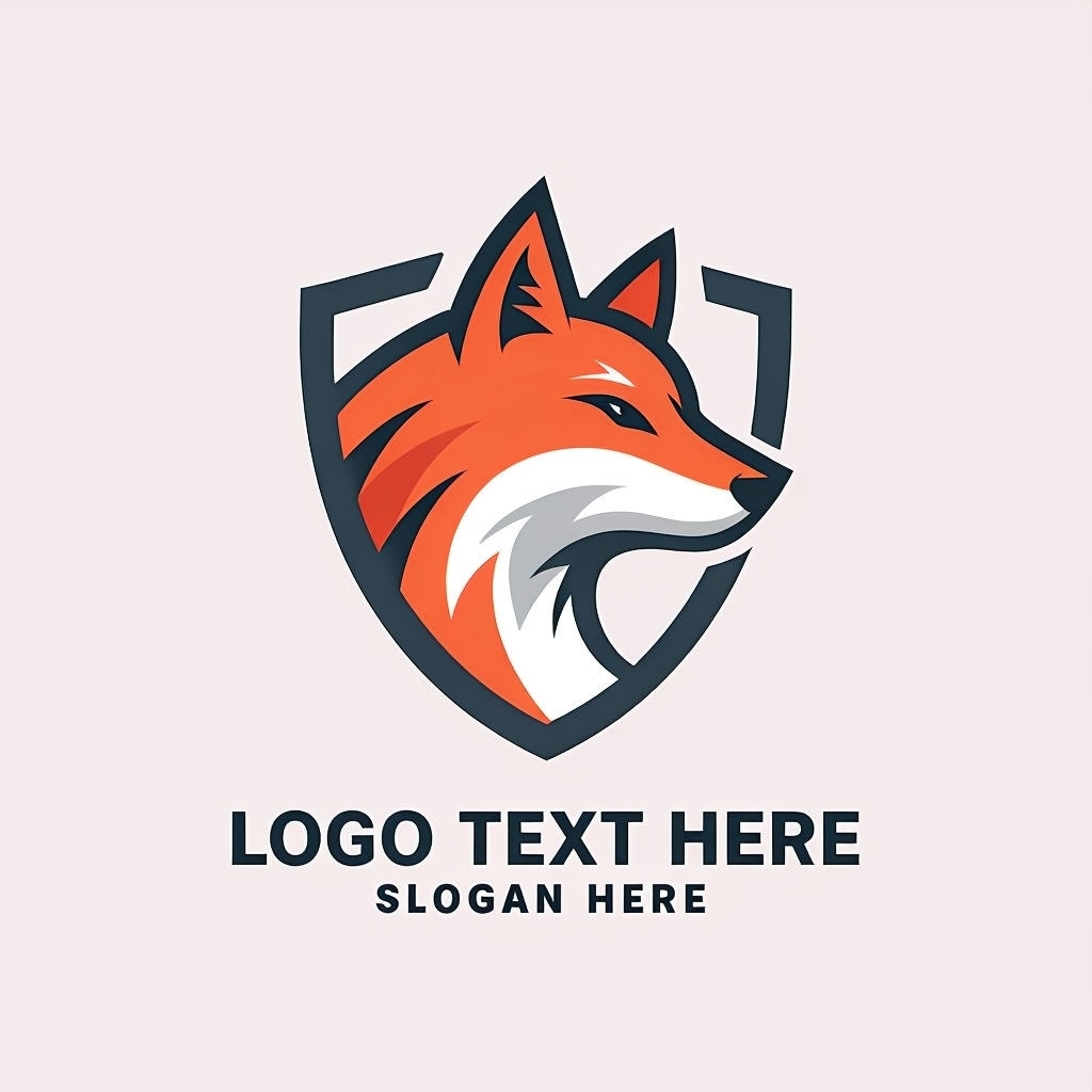 Modern Minimalist Fox Head Logo Design with Shield Shape