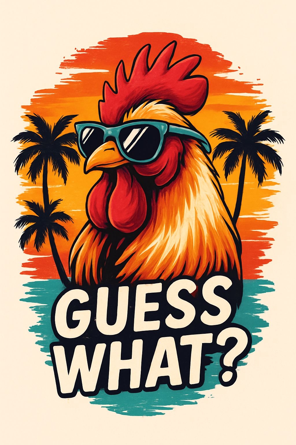 Vibrant Cool Rooster Illustration with Sunglasses T-shirt
