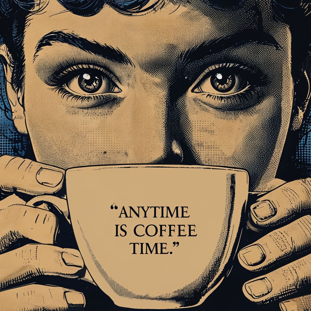 Vintage Comic Style Coffee Time Close-Up Illustration Poster