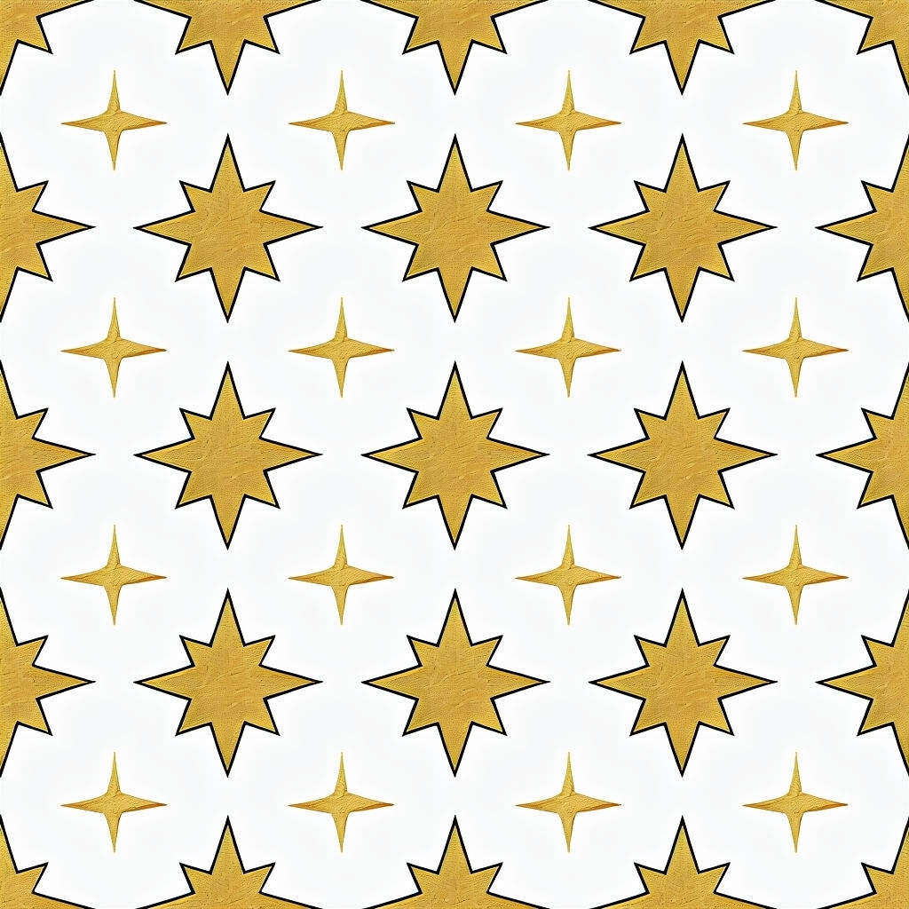 Gold Star Motif Seamless Pattern in Black and Gold Design