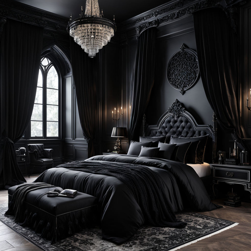 All black gothic aesthetic bedroom inspiration for young peo... by ...