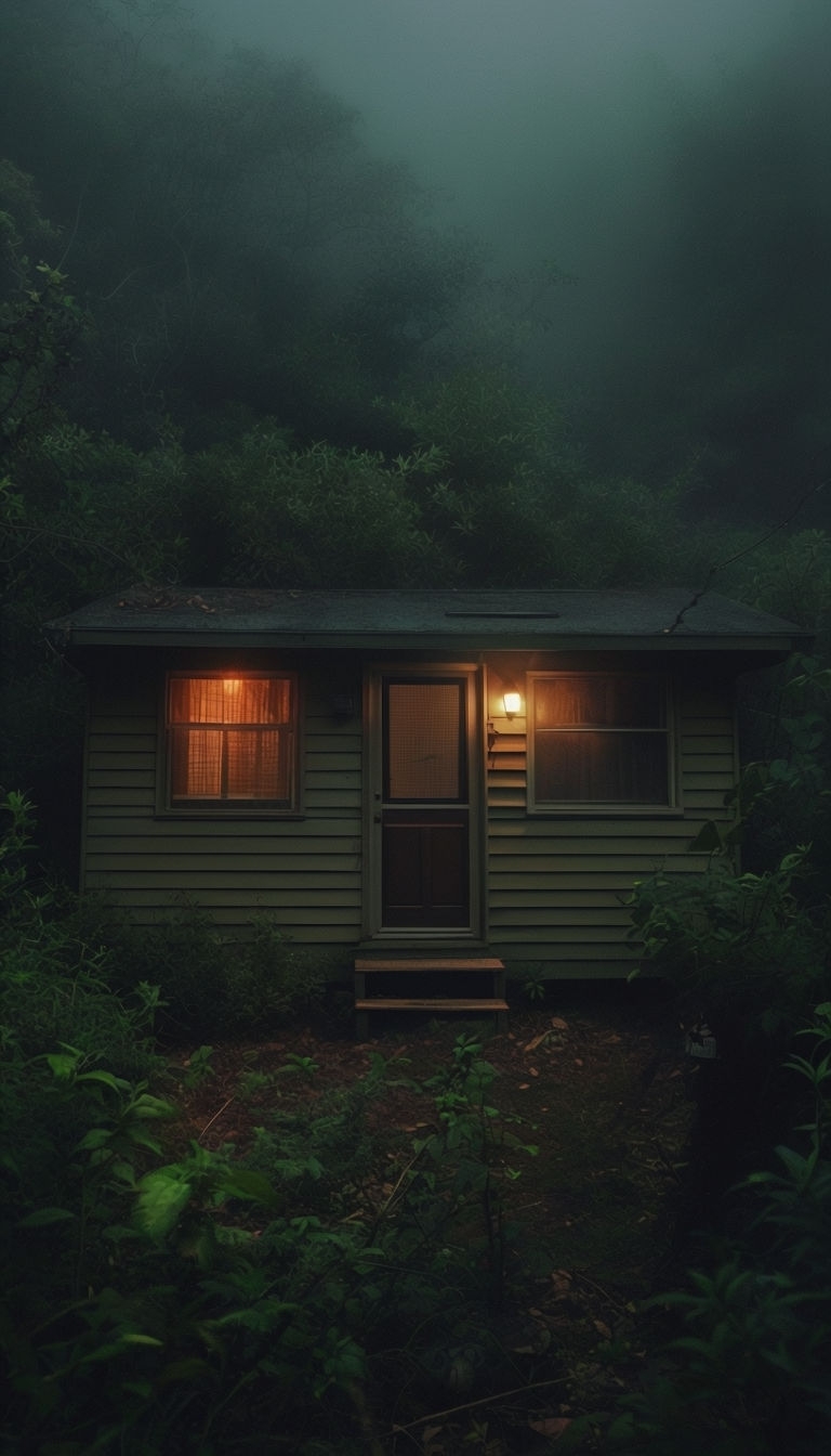 Inviting Mysterious House Surrounded by Fog Mobile Wallpaper