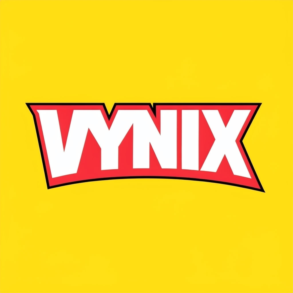 Bold Modern VYNIX Typography Design on Bright Yellow Background Logo