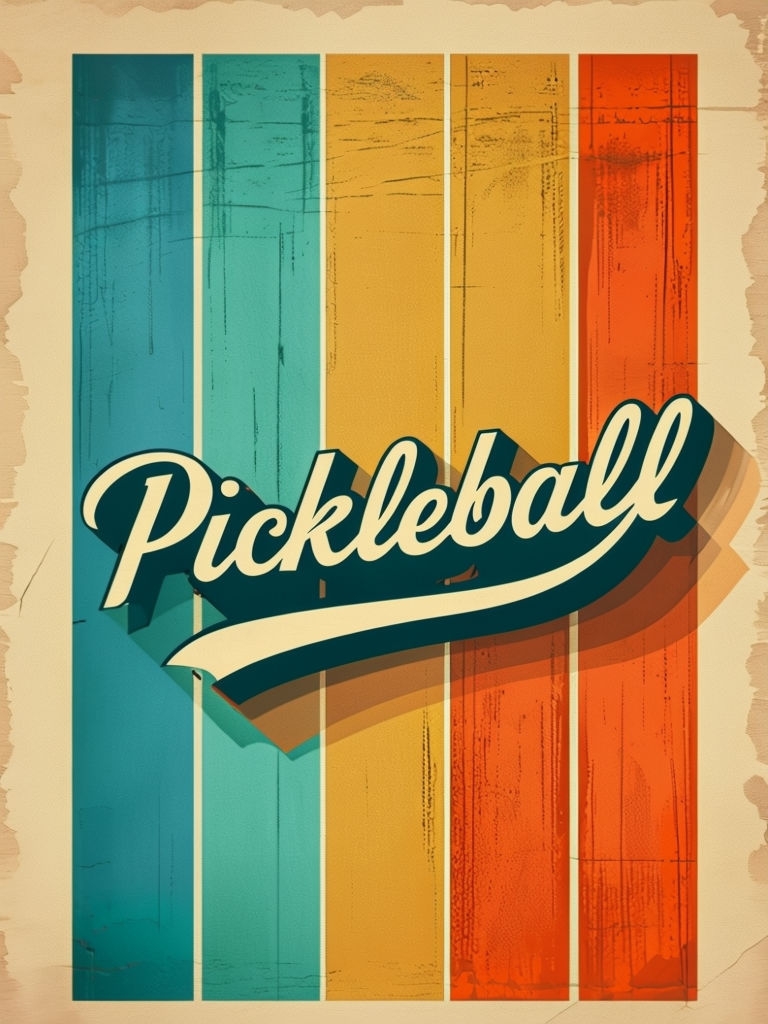 Vintage Pickleball Stripes Retro Design Poster