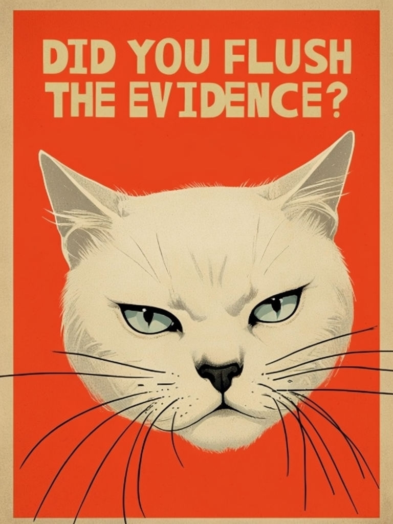Vintage Cat Illustration with Humorous Text Poster
