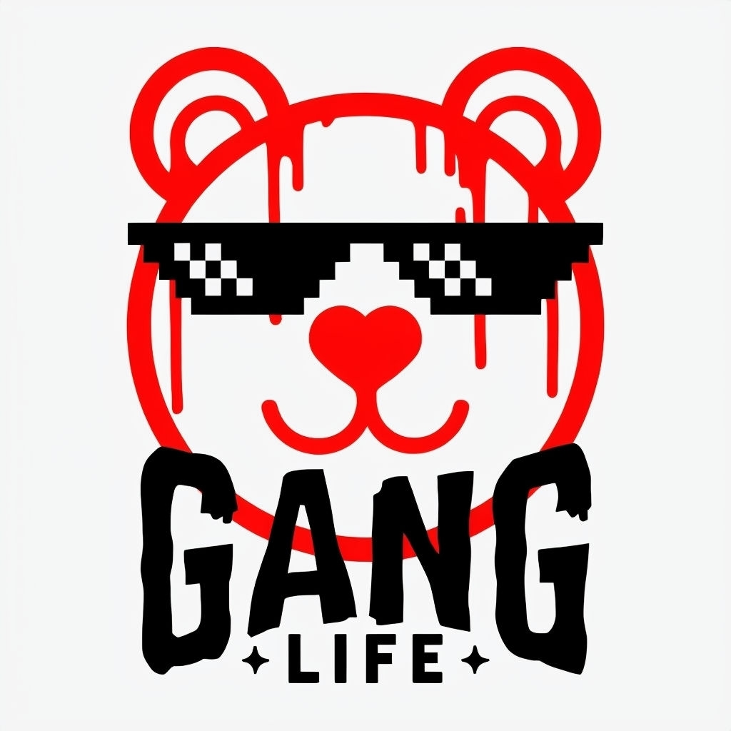 Stylish Bear Gang Life Graphic with Sunglasses T-Shirt