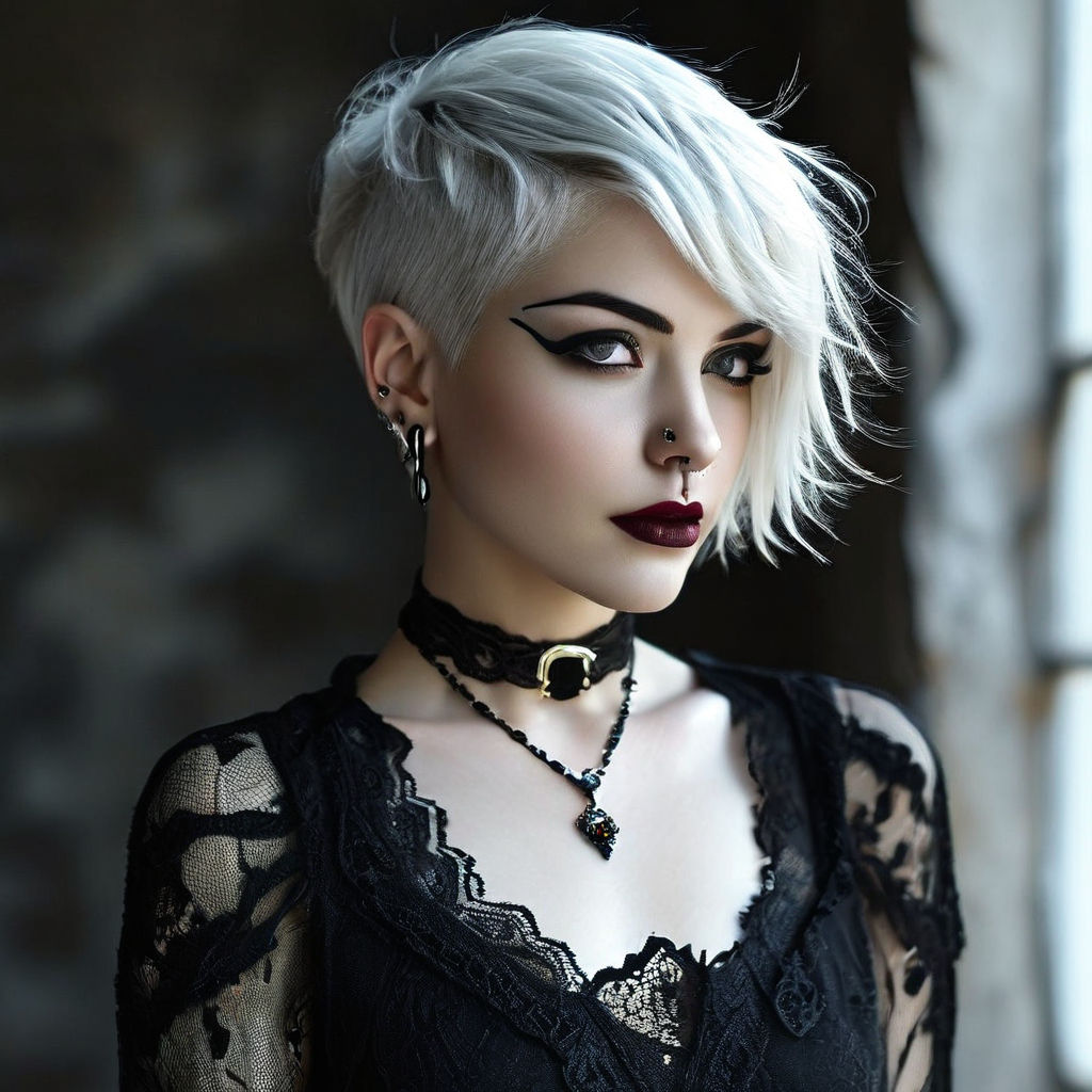 An short haired goth girl