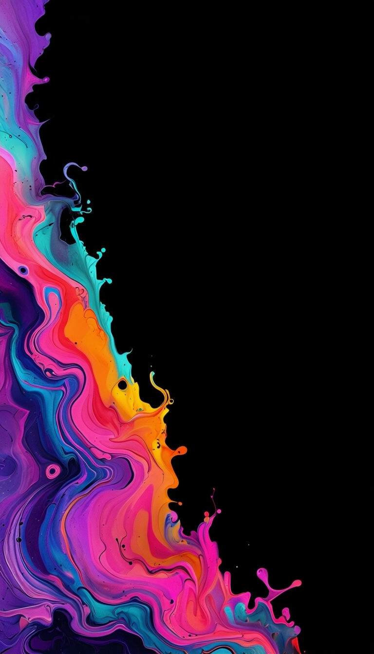 Vibrant Abstract Fluid Art with Colorful Waves Mobile Wallpaper