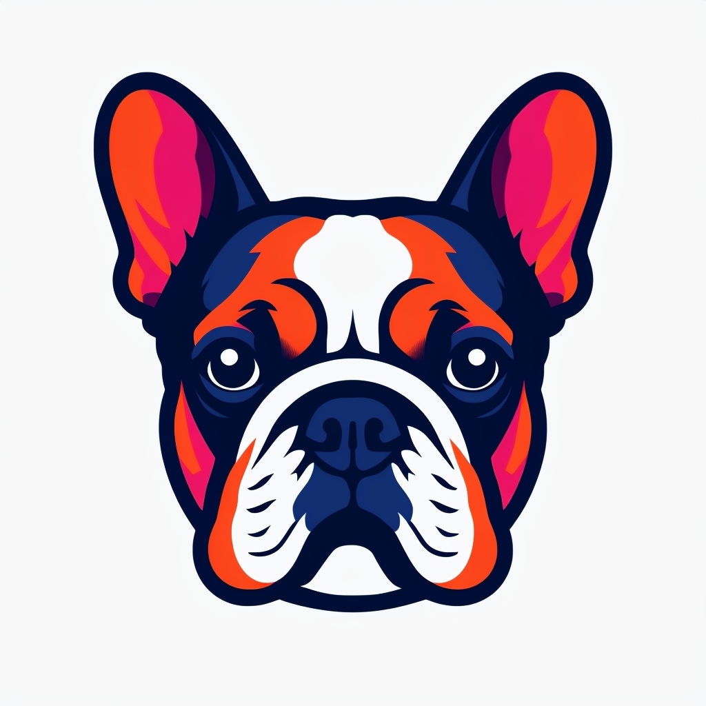 Bold French Bulldog Face Vector Illustration Sticker