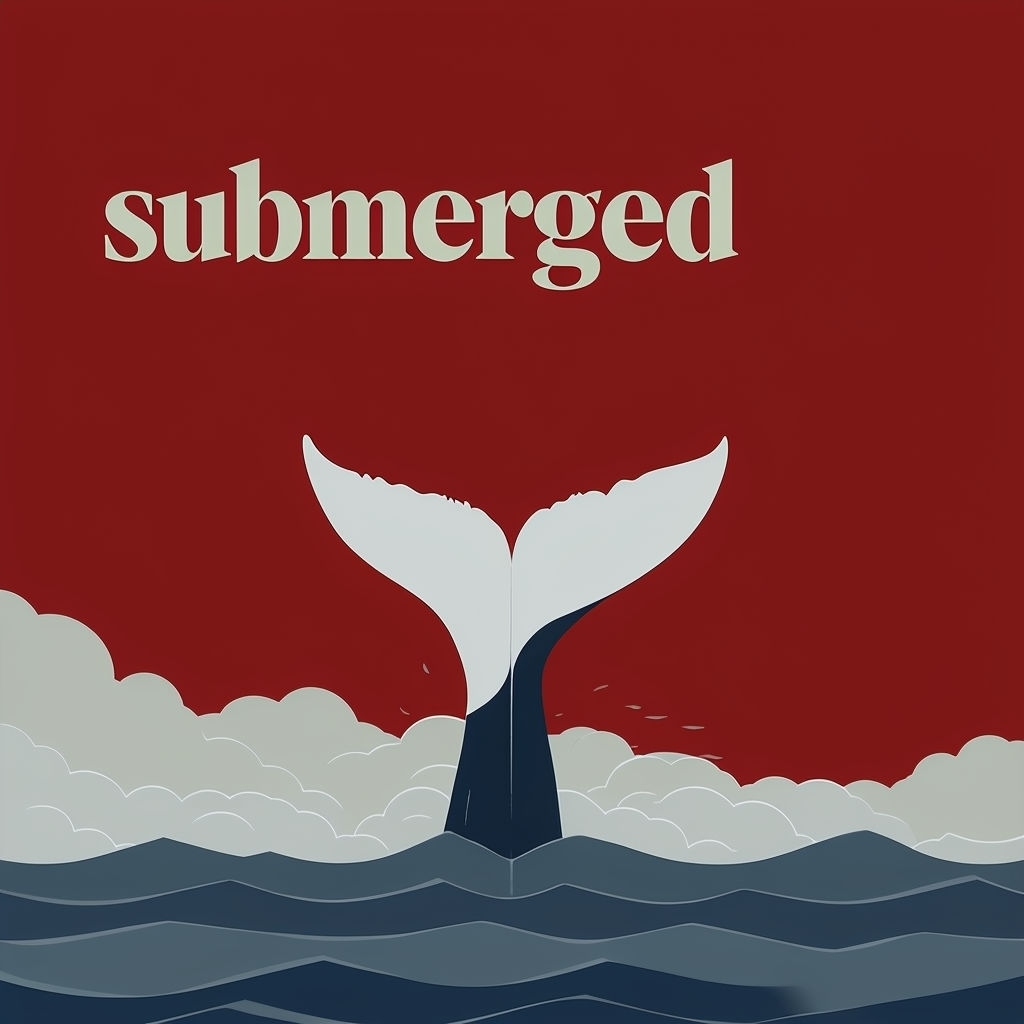 Dramatic Minimalist Whale Tail Artwork in Red Background Spotify Album Cover