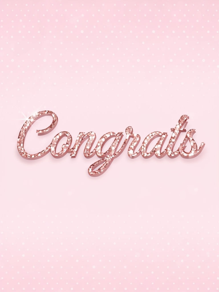 Elegant Glittery Congrats Text on Soft Pink Background Card