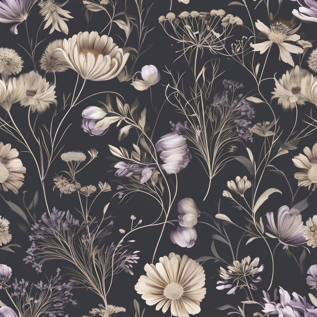 Charcoal Background Floral Pattern