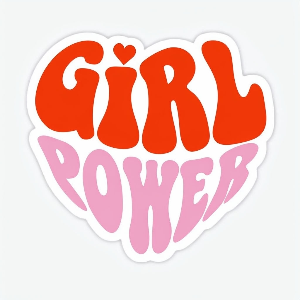 Bold Retro Girl Power Heart Sticker Design