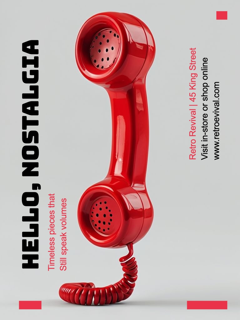 Nostalgic Red Rotary Telephone Promotional Flyer Design