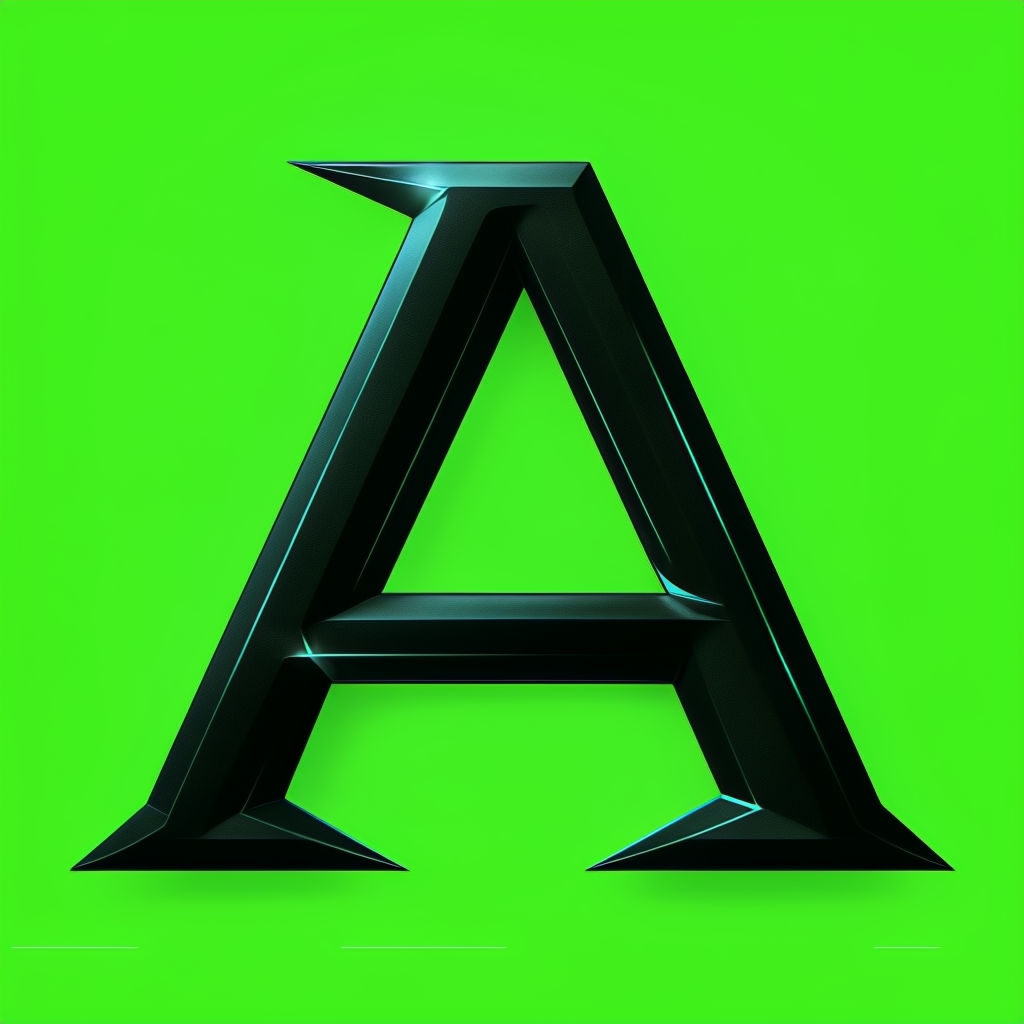 Bold Modern Black 'A' Monogram on Electric Lime Background Monogram