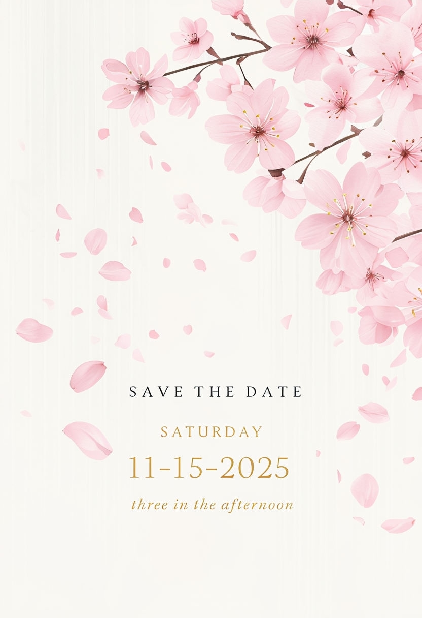 Elegant Cherry Blossom Save-the-Date Card Design