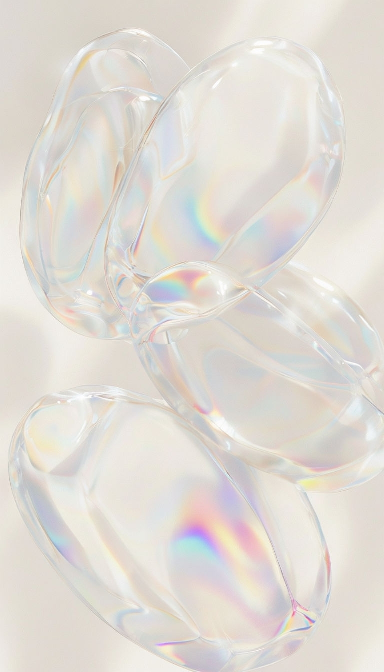 Iridescent Abstract Pastel Shapes on Soft Background Mobile Wallpaper