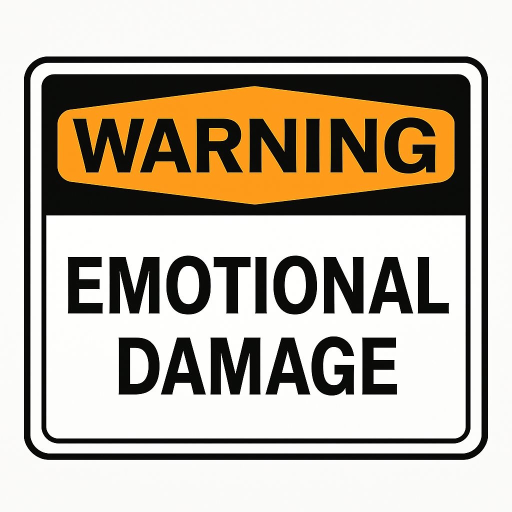 Bold Warning Sign for Emotional Damage Sticker