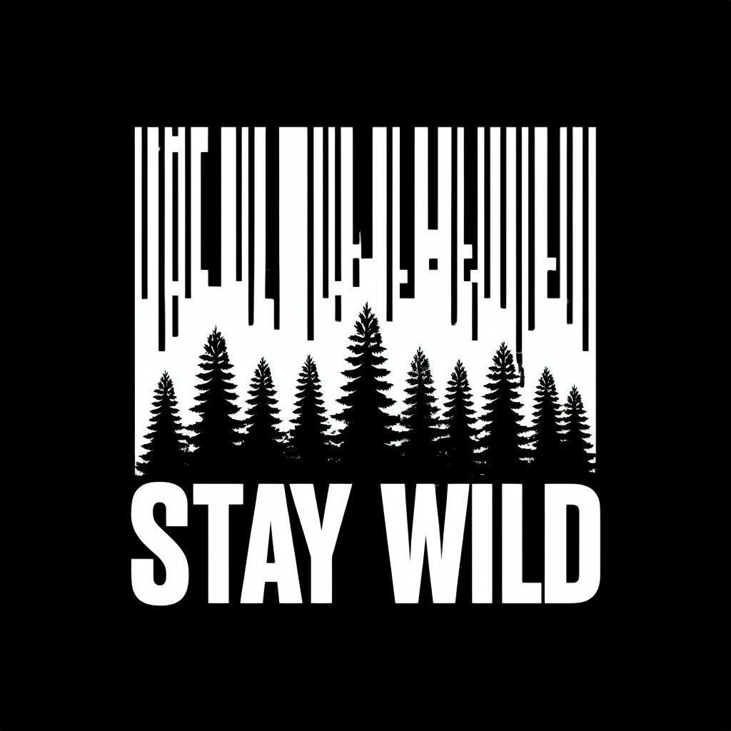Stay Wild Minimalist Barcode and Trees T-Shirt