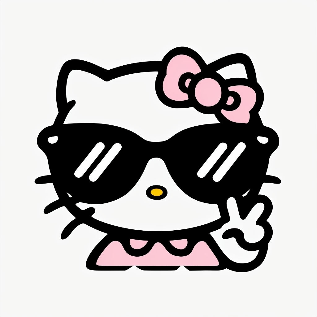 Cute Minimalist Hello Kitty with Sunglasses T-shirt