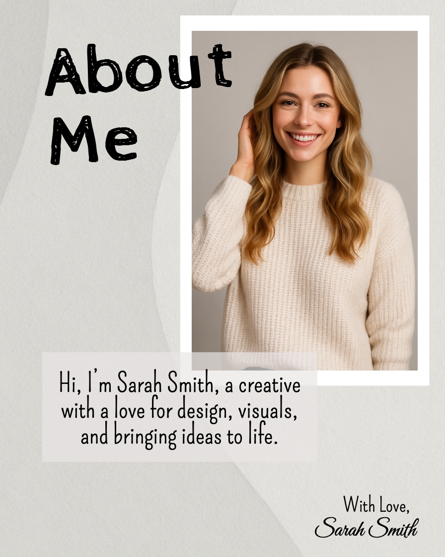 Warm Minimalist Portrait of Sarah Smith for About Me Post Instagram Posts