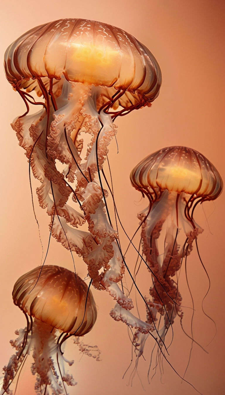 Translucent Jellyfish Underwater Photography with Ethereal Glow Poster