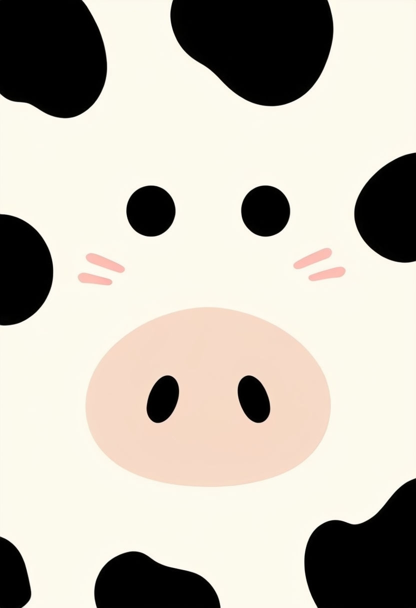 Playful Cartoon Cow Face Minimalist Design Phone Case Cover