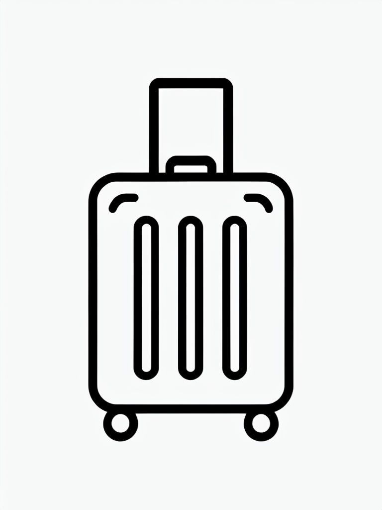 Minimalist Black Line Icon of a Suitcase Illustration Coloring Book Pages