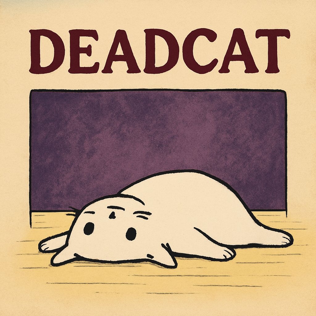 Minimalist Cartoon Cream Cat with DEADCAT Text T-Shirt