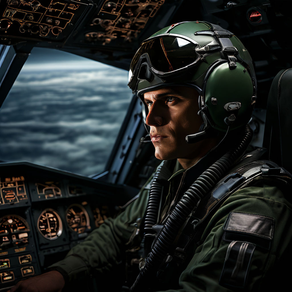 Fighter pilot clad in dark green uniform by 손민준 - Playground