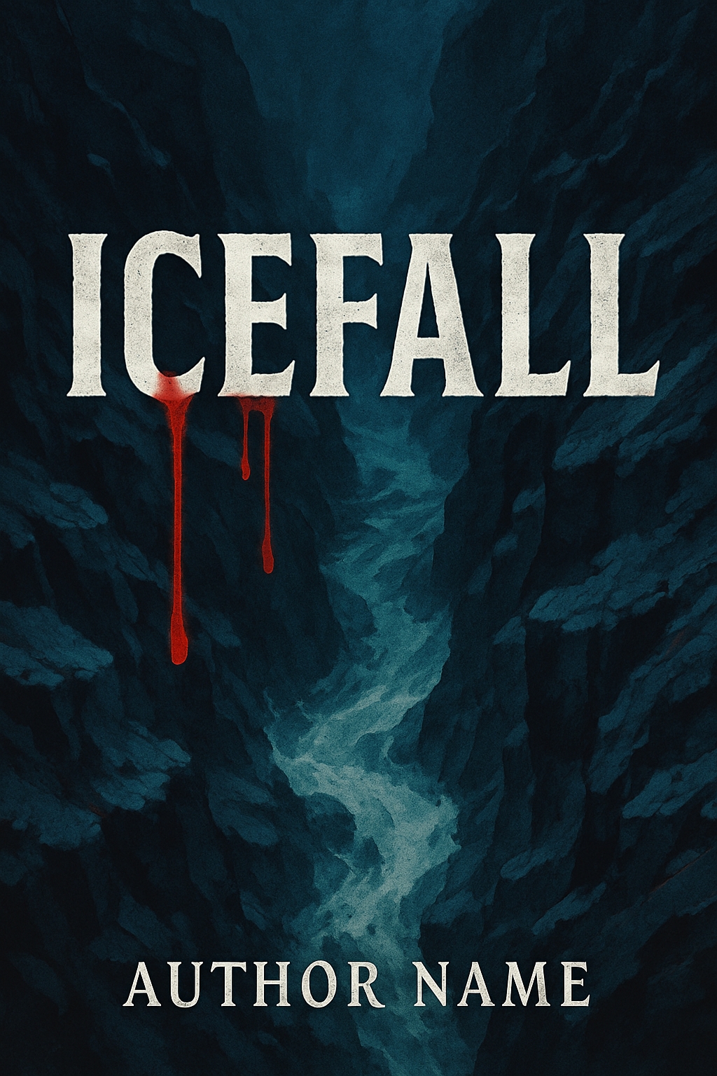 Dark Mystical Icefall Book Cover Design with Icy River Theme EBook Cover