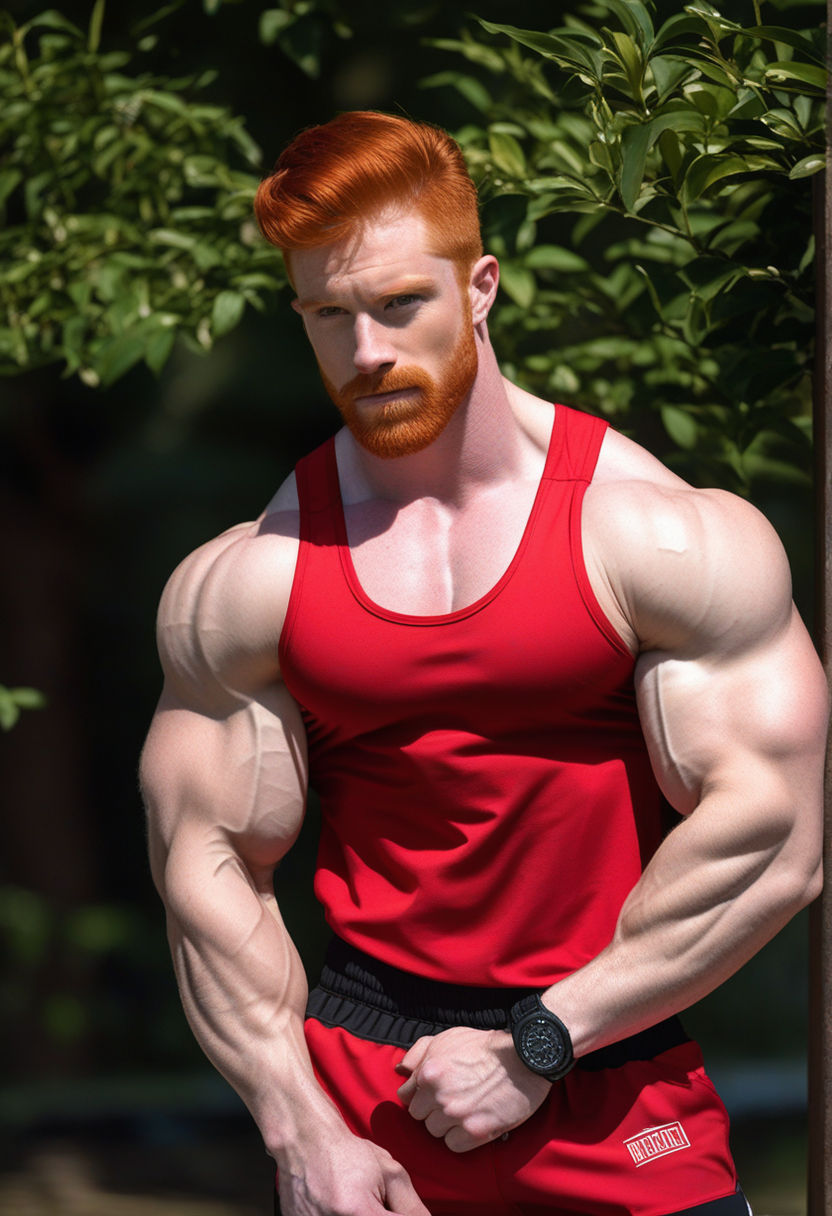 handsome muscle redhead man