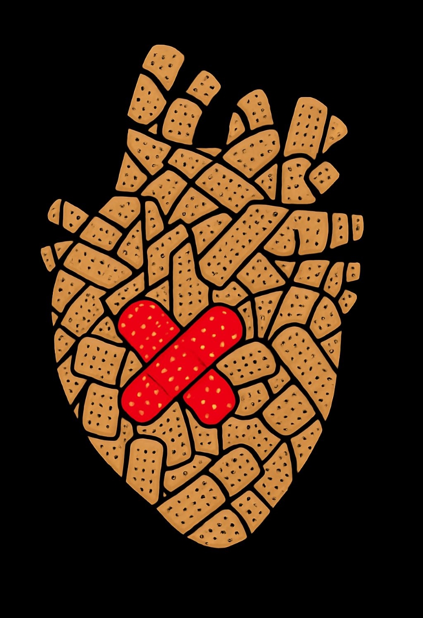 Heart-Shaped Band-Aid Composition Illustration Art